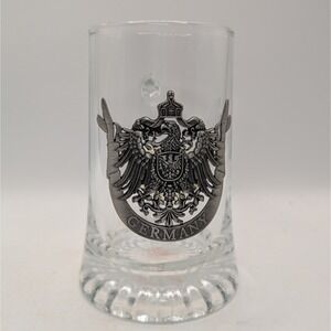 Vintage Bockling German Beer Stein Pewter Eagle Crest Heavy Glass Sixteen Ounce